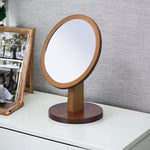 10" Brown Round Framed Makeup Shaving Tabletop Mirror - Montana Home & Kitchen Co.