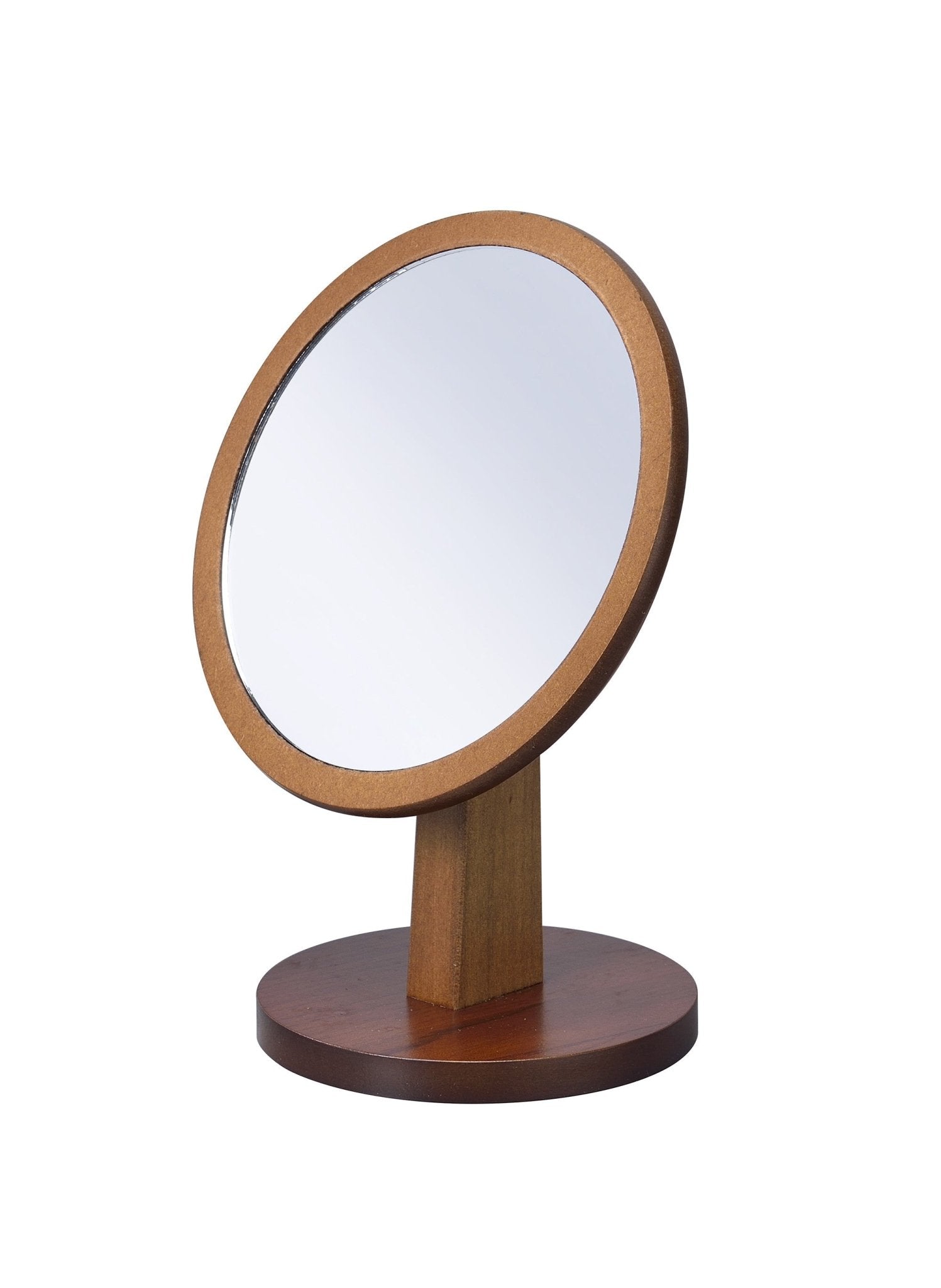 10" Brown Round Framed Makeup Shaving Tabletop Mirror - Montana Home & Kitchen Co.