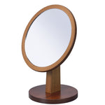 10" Brown Round Framed Makeup Shaving Tabletop Mirror - Montana Home & Kitchen Co.