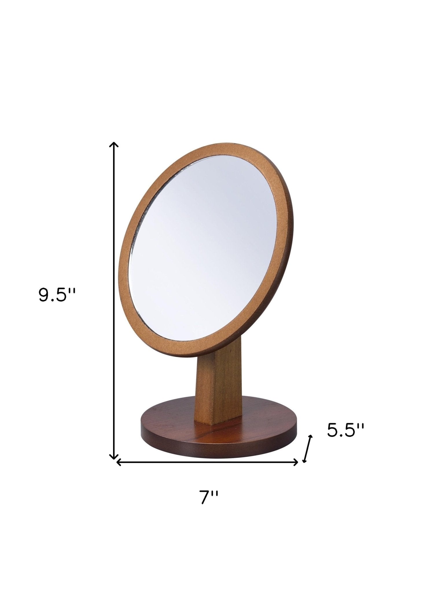 10" Brown Round Framed Makeup Shaving Tabletop Mirror - Montana Home & Kitchen Co.