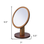 10" Brown Round Framed Makeup Shaving Tabletop Mirror - Montana Home & Kitchen Co.