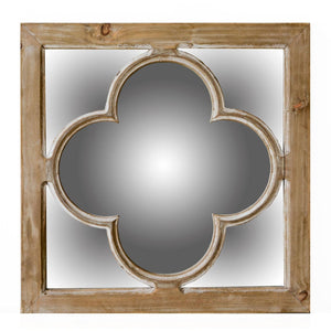 10" Natural Brown With Whitewash Square Wall Mounted Accent Mirror - Montana Home & Kitchen Co.