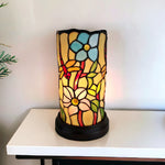 10" Red and Beige Dragonfly Stained Glass Accent Lamp - Montana Home & Kitchen Co.