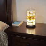 11" Brown and Beige Mosaic Tile Stained Glass Accent Lamp - Montana Home & Kitchen Co.