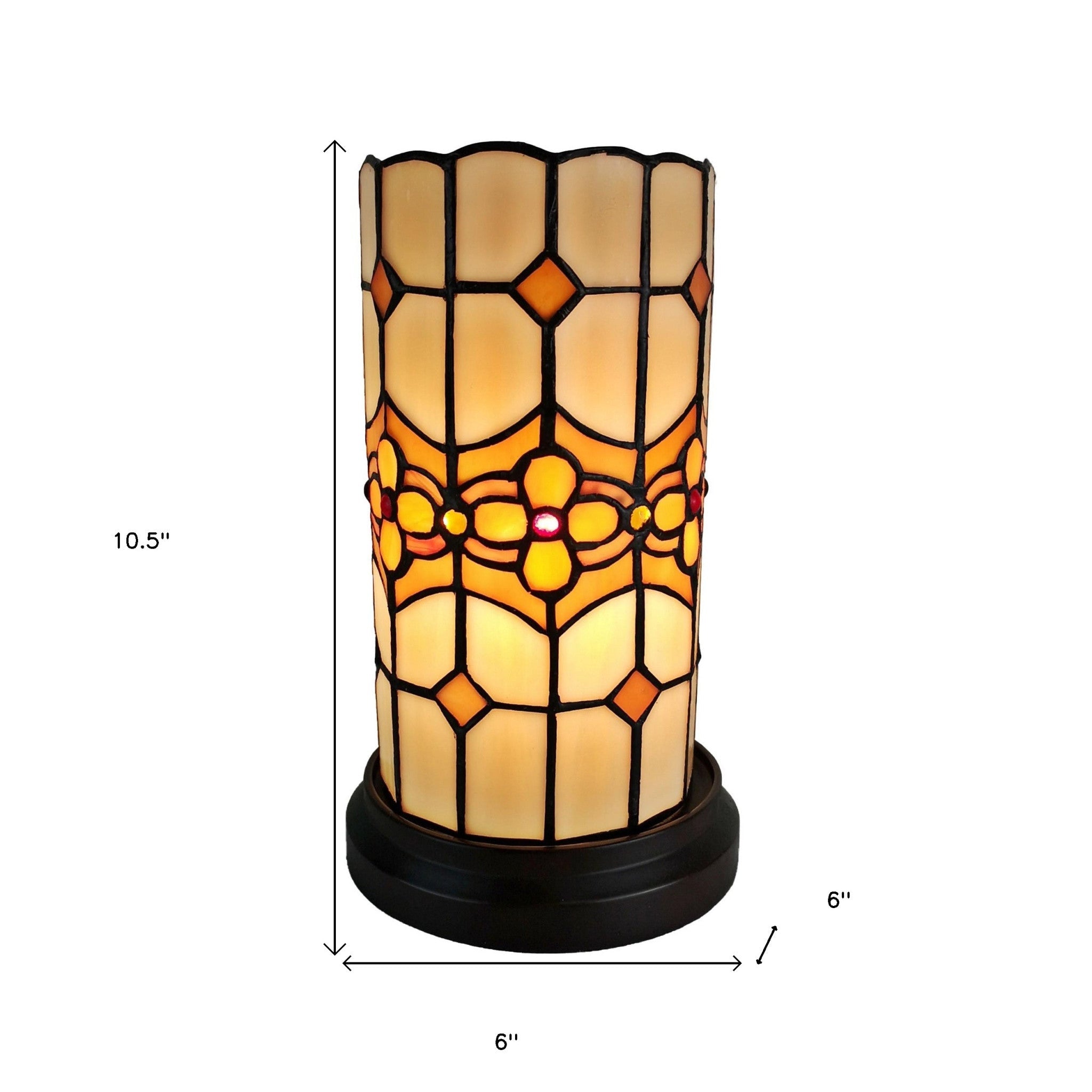 11" Brown and Beige Mosaic Tile Stained Glass Accent Lamp - Montana Home & Kitchen Co.