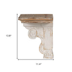 11" X 14" White and Natural Distressed Wood Corbel Style Wall Shelf - Montana Home & Kitchen Co.