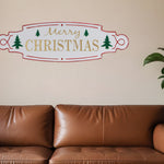 11" X 36" White Green and Red Merry Christmas Metal Wall Decor - Montana Home & Kitchen Co.