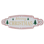 11" X 36" White Green and Red Merry Christmas Metal Wall Decor - Montana Home & Kitchen Co.