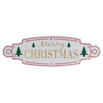 11" X 36" White Green and Red Merry Christmas Metal Wall Decor - Montana Home & Kitchen Co.