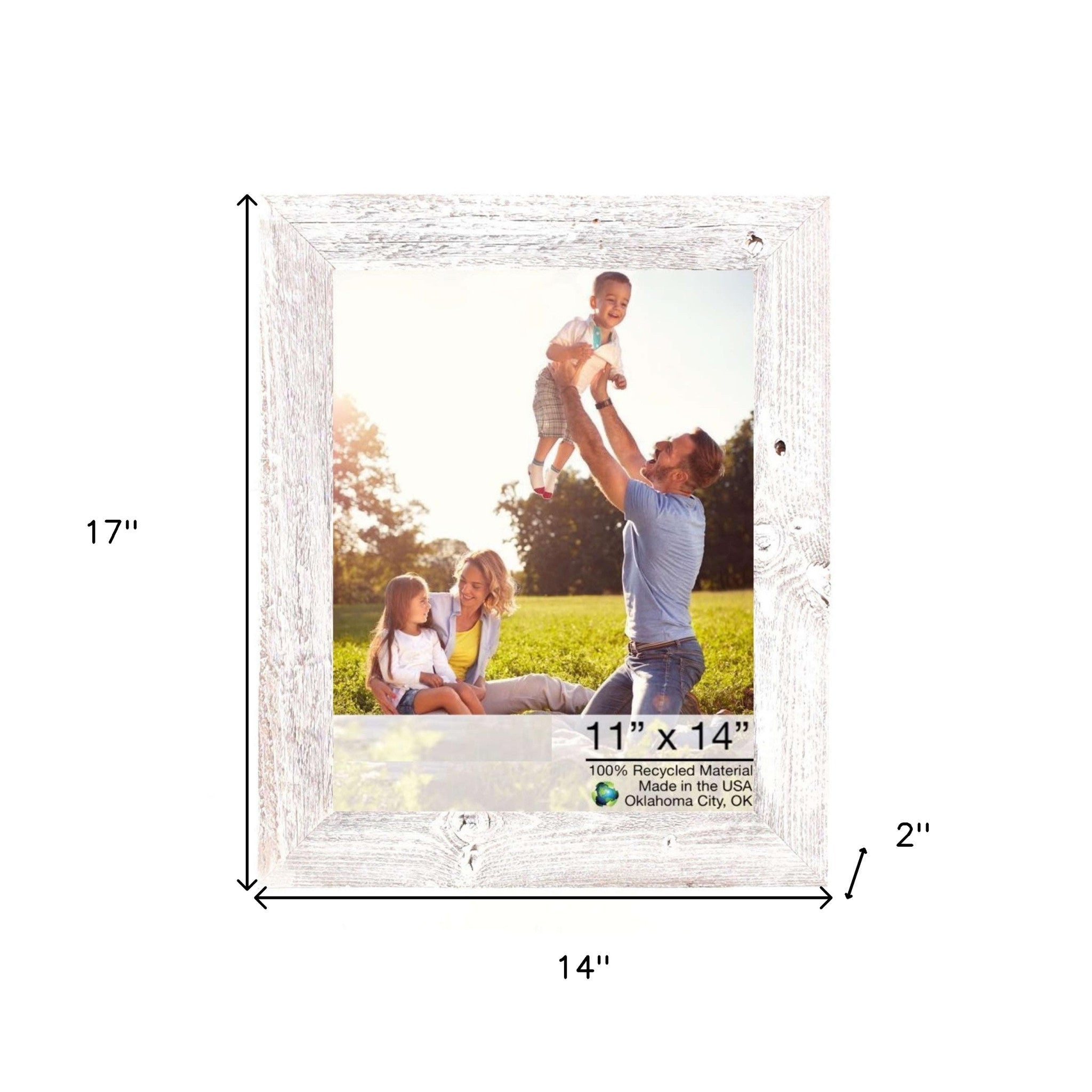 11X14 Rustic White Washed Picture Frame With Plexiglass Holder - Montana Home & Kitchen Co.