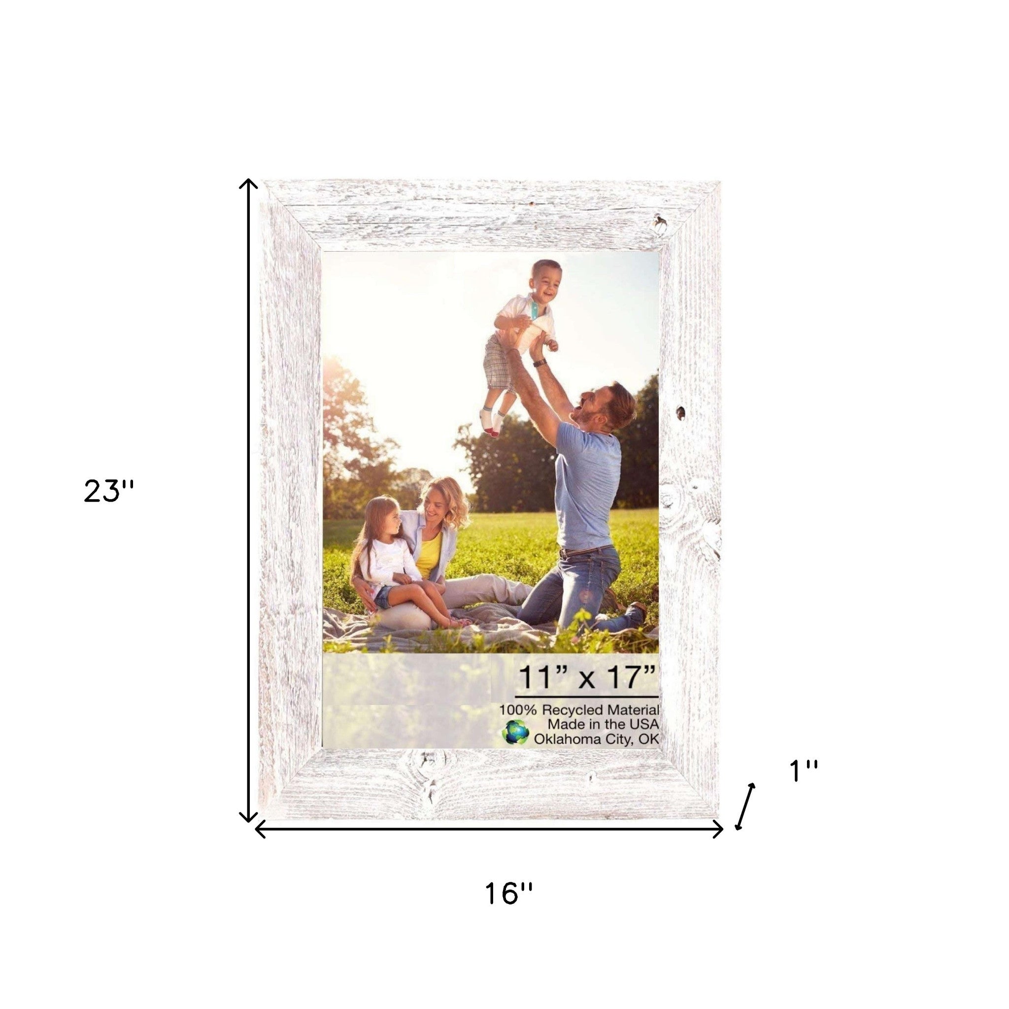 11X17 Rustic White Washed Picture Frame With Plexiglass Holder - Montana Home & Kitchen Co.