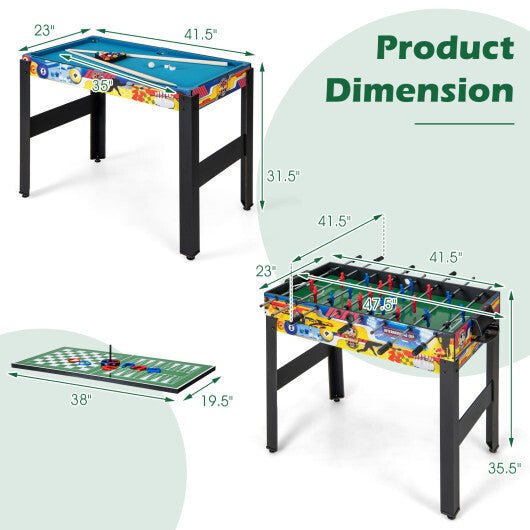 12 - in - 1 Combo Game Table Set with Foosball Air Hockey Pool Chess and Ping Pong - Color: Multicolor - Montana Home & Kitchen Co.