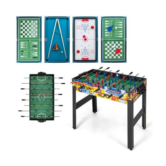 12 - in - 1 Combo Game Table Set with Foosball Air Hockey Pool Chess and Ping Pong - Color: Multicolor - Montana Home & Kitchen Co.