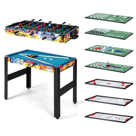 12 - in - 1 Combo Game Table Set with Foosball Air Hockey Pool Chess and Ping Pong - Color: Multicolor - Montana Home & Kitchen Co.