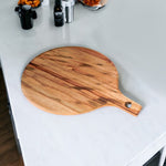 12" Natural Wood Anti Bacterial Round Pizza Paddle Board - Montana Home & Kitchen Co.