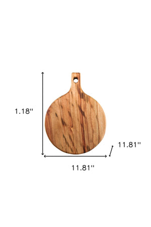 12" Natural Wood Anti Bacterial Round Pizza Paddle Board - Montana Home & Kitchen Co.