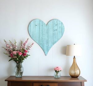 12" Turquoise Reclaimed Wood Heart Wall Decor - Montana Home & Kitchen Co.