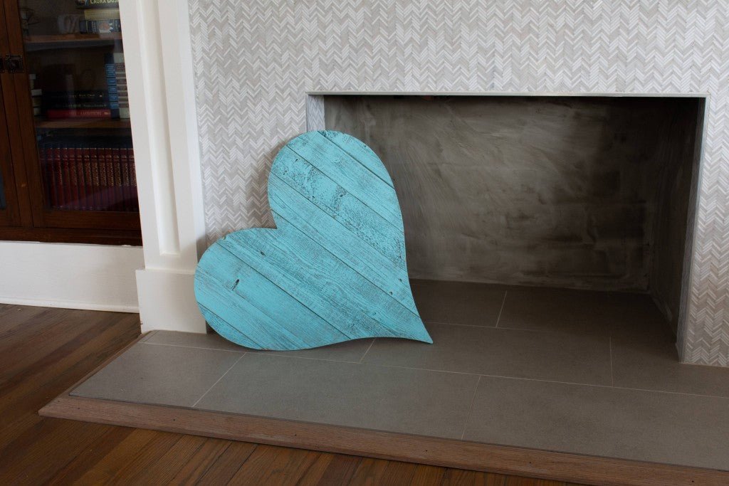 12" Turquoise Reclaimed Wood Heart Wall Decor - Montana Home & Kitchen Co.