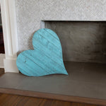 12" Turquoise Reclaimed Wood Heart Wall Decor - Montana Home & Kitchen Co.