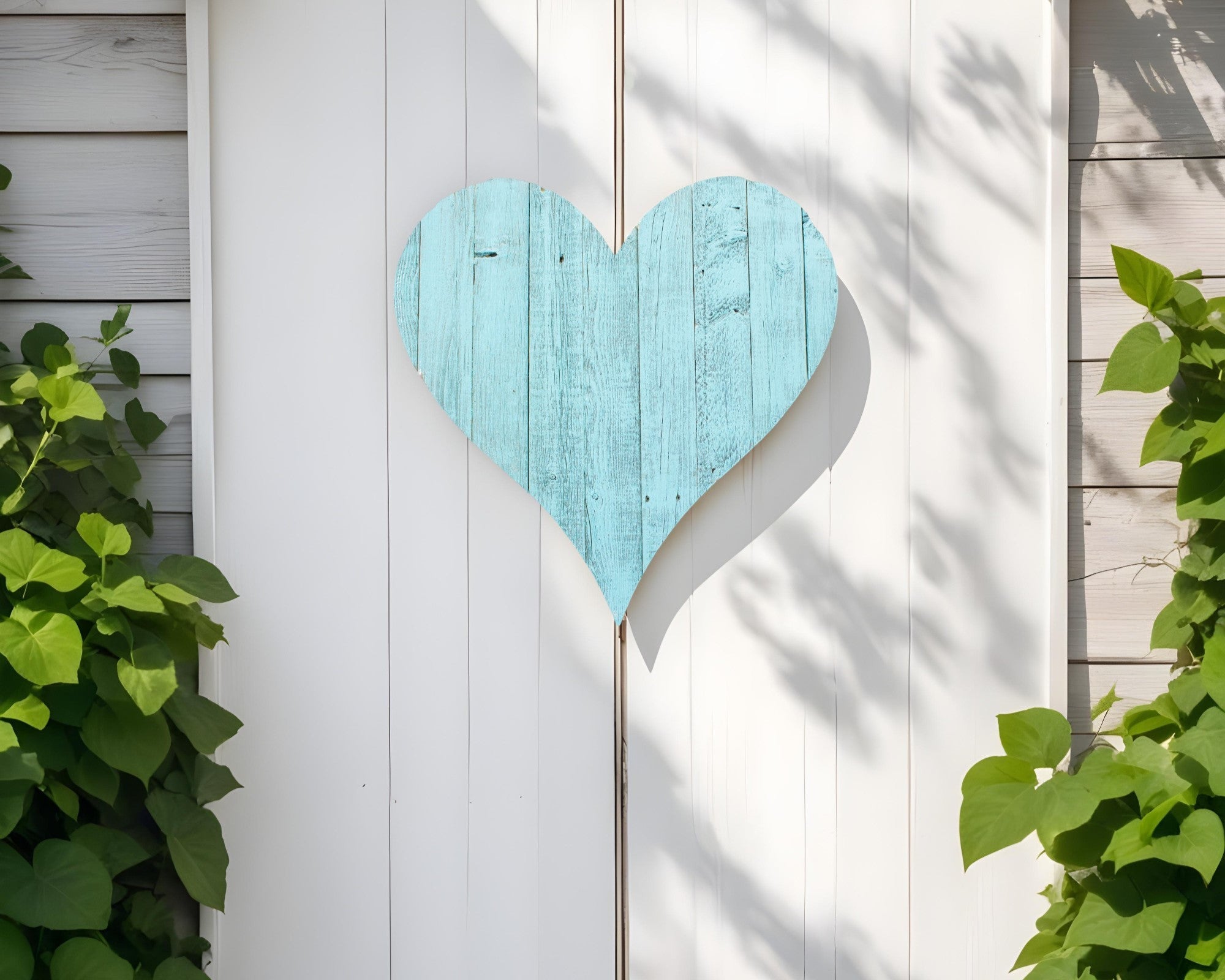 12" Turquoise Reclaimed Wood Heart Wall Decor - Montana Home & Kitchen Co.