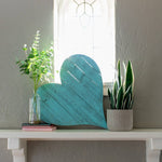 12" Turquoise Reclaimed Wood Heart Wall Decor - Montana Home & Kitchen Co.