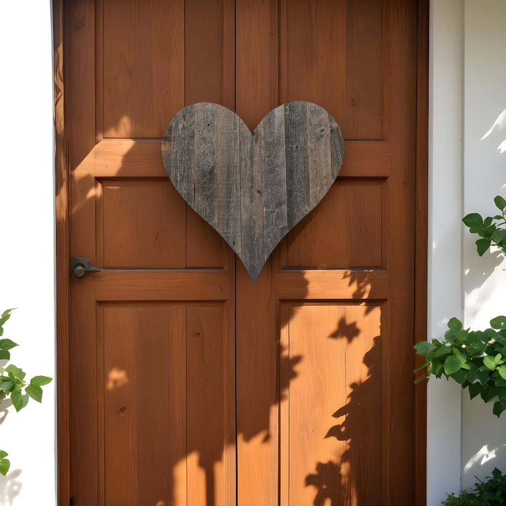 12" Weathered Gray Reclaimed Wood Heart Wall Decor - Montana Home & Kitchen Co.