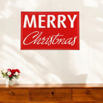 12" X 19" Red and White Handcrafted Merry Christmas Metal Wall Decor - Montana Home & Kitchen Co.