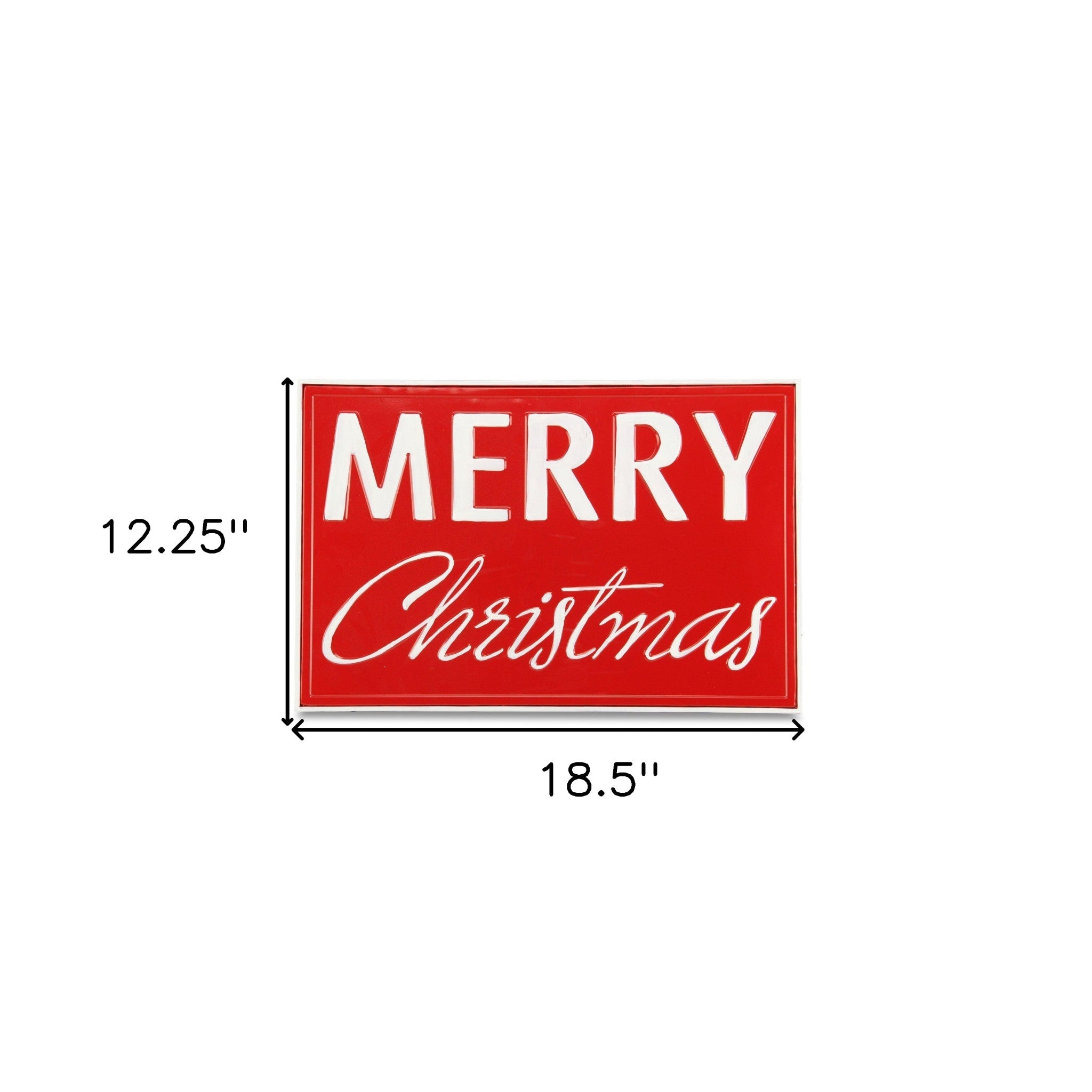 12" X 19" Red and White Handcrafted Merry Christmas Metal Wall Decor - Montana Home & Kitchen Co.