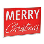 12" X 19" Red and White Handcrafted Merry Christmas Metal Wall Decor - Montana Home & Kitchen Co.