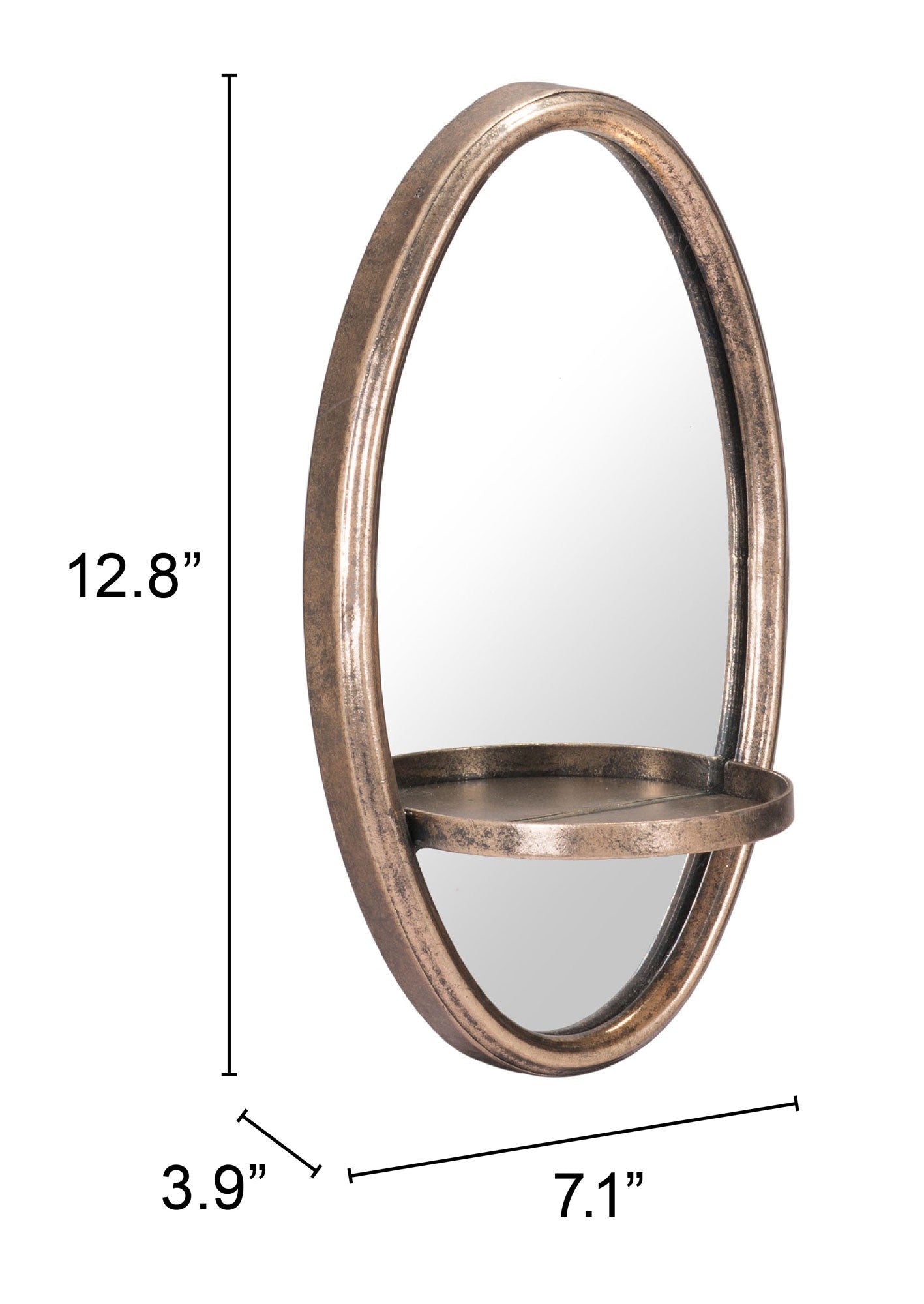 13" Gold Oval Accent Framed Mirror - Montana Home & Kitchen Co.