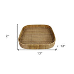 13" Natural Square Braided Rattan Serving Tray - Montana Home & Kitchen Co.