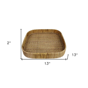 13" Natural Square Braided Rattan Serving Tray - Montana Home & Kitchen Co.