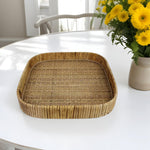 13" Natural Square Braided Rattan Serving Tray - Montana Home & Kitchen Co.