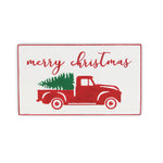 14" X 23" White and Red Handcrafted Merry Christmas Metal Wall Decor - Montana Home & Kitchen Co.