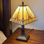 15" Dark Brown Metal Candlestick Table Lamp With Beige Shade - Montana Home & Kitchen Co.