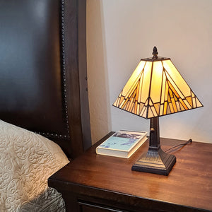 15" Dark Brown Metal Candlestick Table Lamp With Beige Shade - Montana Home & Kitchen Co.