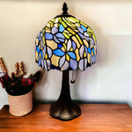 15" Dark Brown Metal Candlestick Table Lamp With Blue Dome Shade - Montana Home & Kitchen Co.