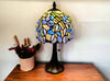 15" Dark Brown Metal Candlestick Table Lamp With Blue Dome Shade - Montana Home & Kitchen Co.