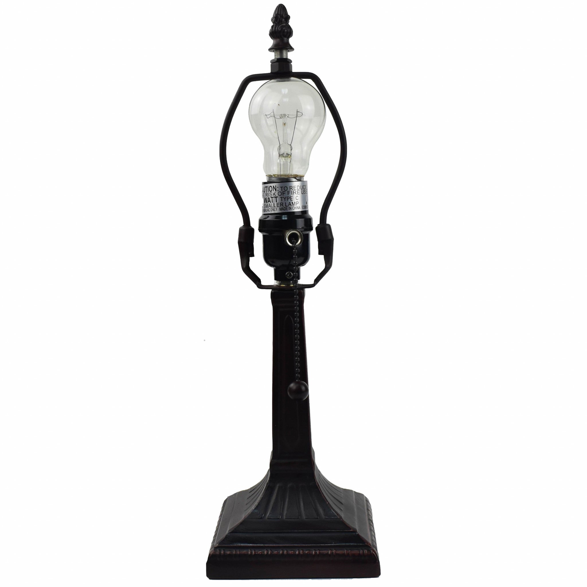 15" Dark Brown Metal Candlestick Table Lamp With Green Empire Shade - Montana Home & Kitchen Co.