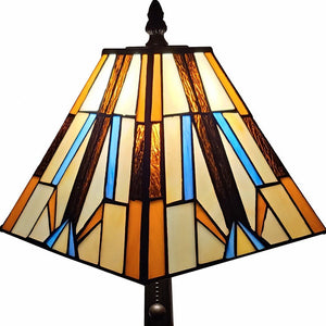 15" Dark Brown Metal Candlestick Table Lamp With Orange and Ivory Empire Shade - Montana Home & Kitchen Co.