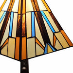 15" Dark Brown Metal Candlestick Table Lamp With Orange and Ivory Empire Shade - Montana Home & Kitchen Co.