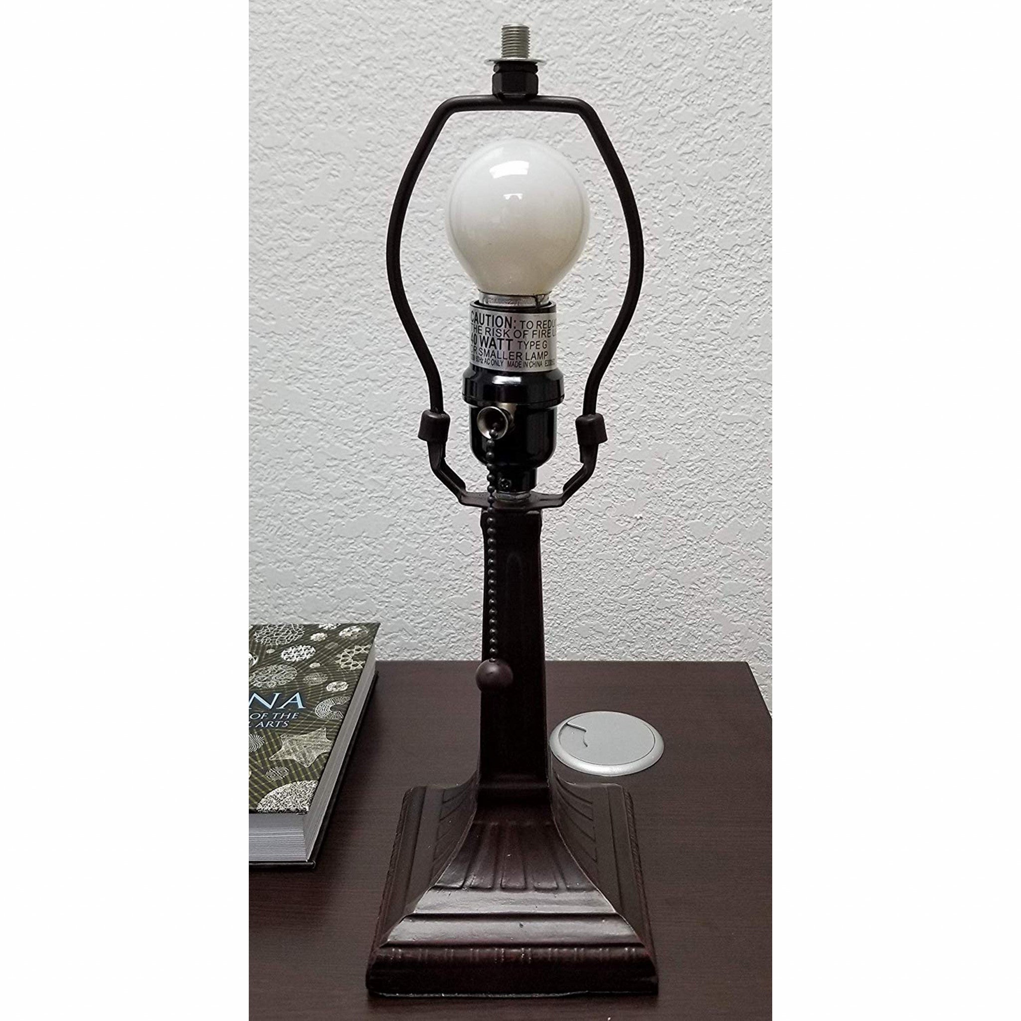 15" Dark Brown Metal Candlestick Table Lamp With White Empire Shade - Montana Home & Kitchen Co.