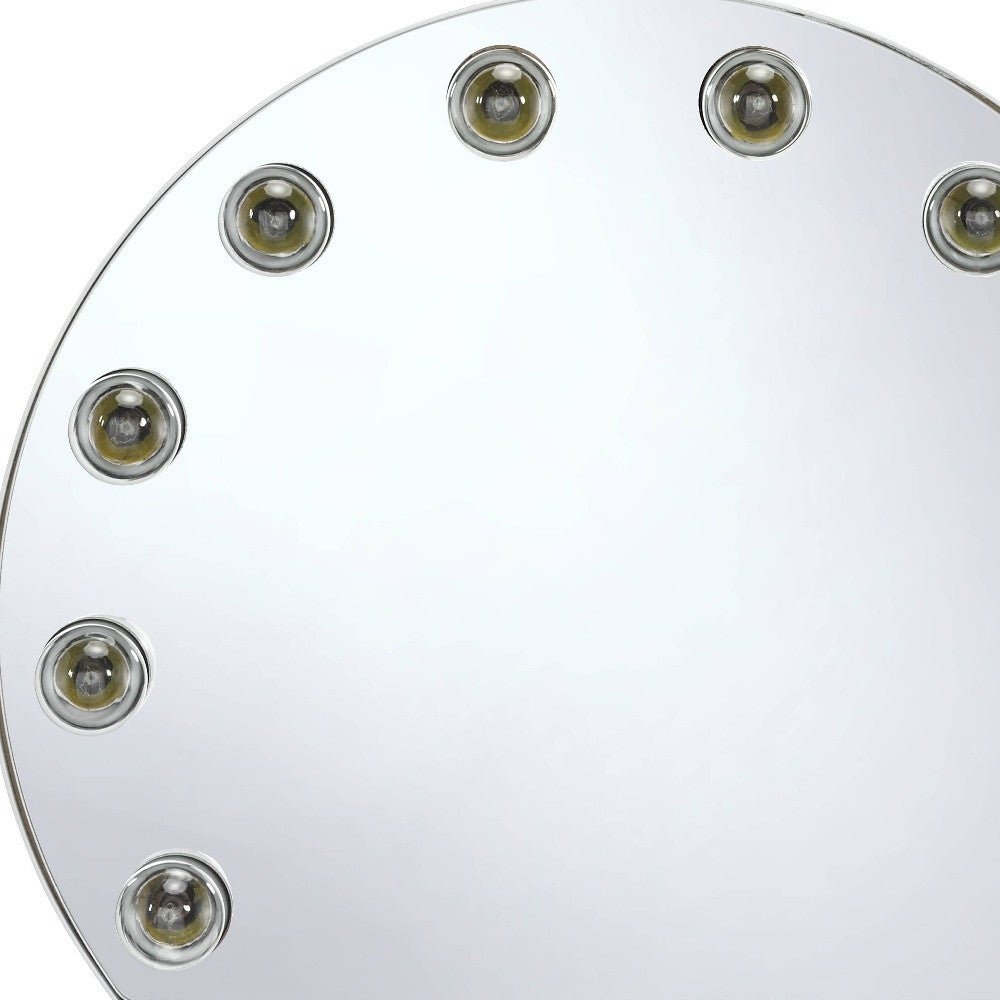 15" White Finish Round Accent Mirror - Montana Home & Kitchen Co.