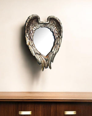 16" Antiqued Gold Heart Resin Framed Accent Mirror - Montana Home & Kitchen Co.