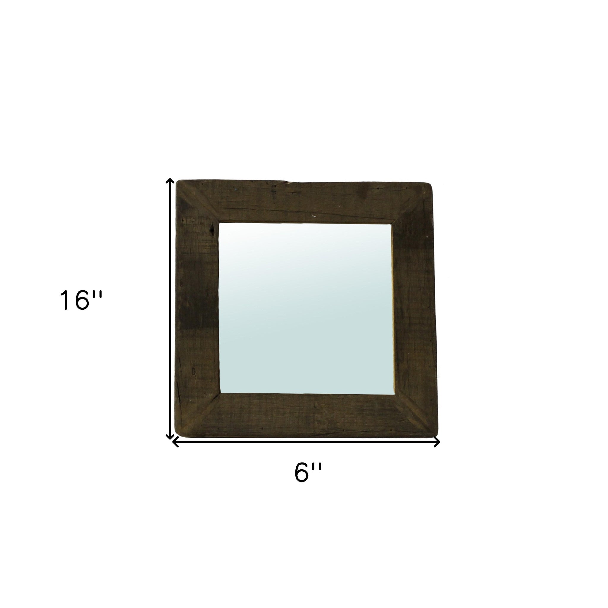 16" Brown Square Framed Accent Mirror - Montana Home & Kitchen Co.