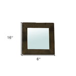 16" Brown Square Framed Accent Mirror - Montana Home & Kitchen Co.