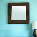 16" Brown Square Framed Accent Mirror - Montana Home & Kitchen Co.