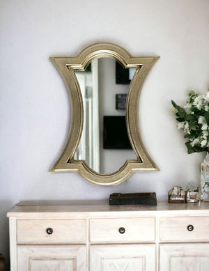 16" Gold Abstract Wood Framed Accent Mirror - Montana Home & Kitchen Co.