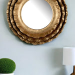 16" Gold Round Iron Framed Accent Mirror - Montana Home & Kitchen Co.