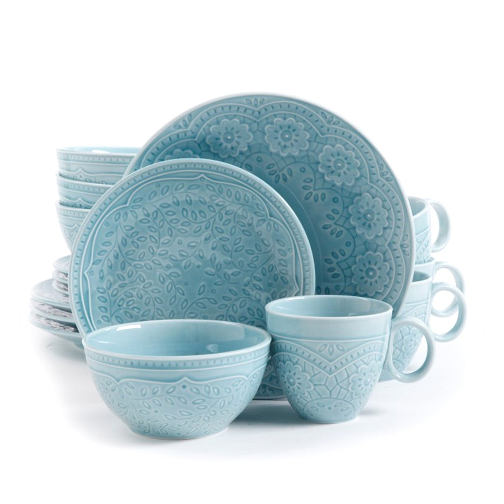 16 - Piece Dinnerware Set, Aqua - Montana Home & Kitchen Co.